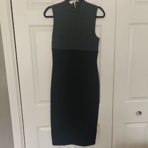 Express Two-Tone Black and Green Midi Dress